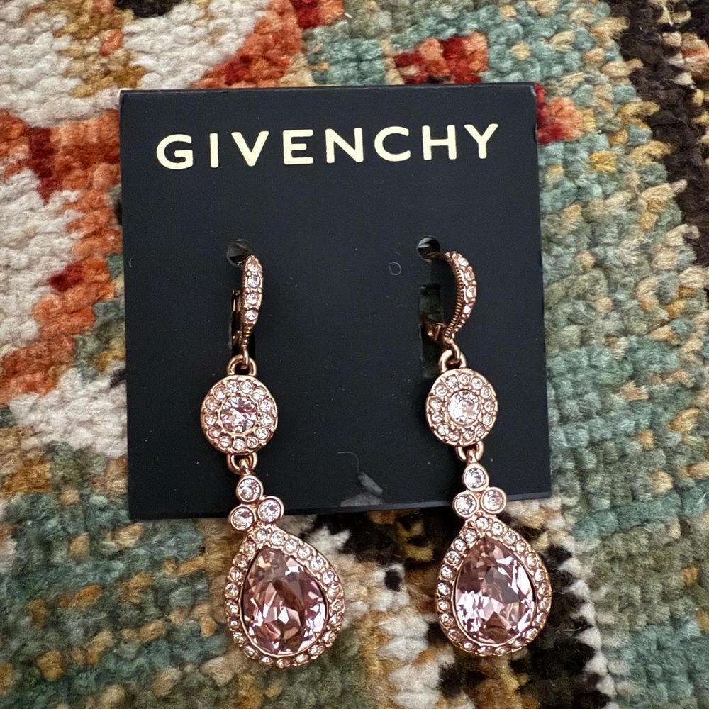Givenchy Pink Crystal Drop Earrings
